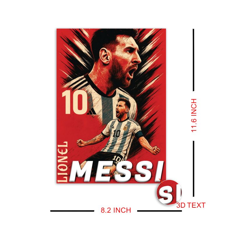 Acrylic Lionel Messi Photo Frame For Living Room, Bedroom, Office Sports Wall Art Birthday Gift For Football Fans, Boys, Mens Football Theme Gift